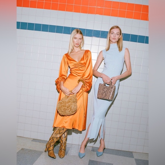 Staud BNWT Sofia Dress Rust Orange - Picture 3 of 7